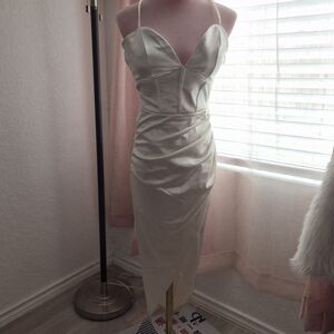 Windsor White Backless Satin Dress